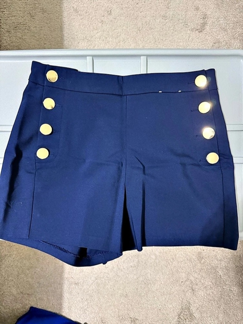 Express Blue Button-Detail Midi high rise short pants size 8